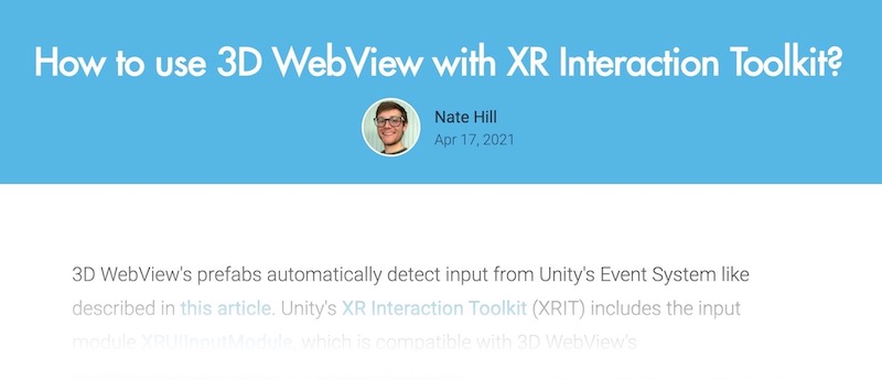 How to use 3D WebView with XR Interaction Toolkit